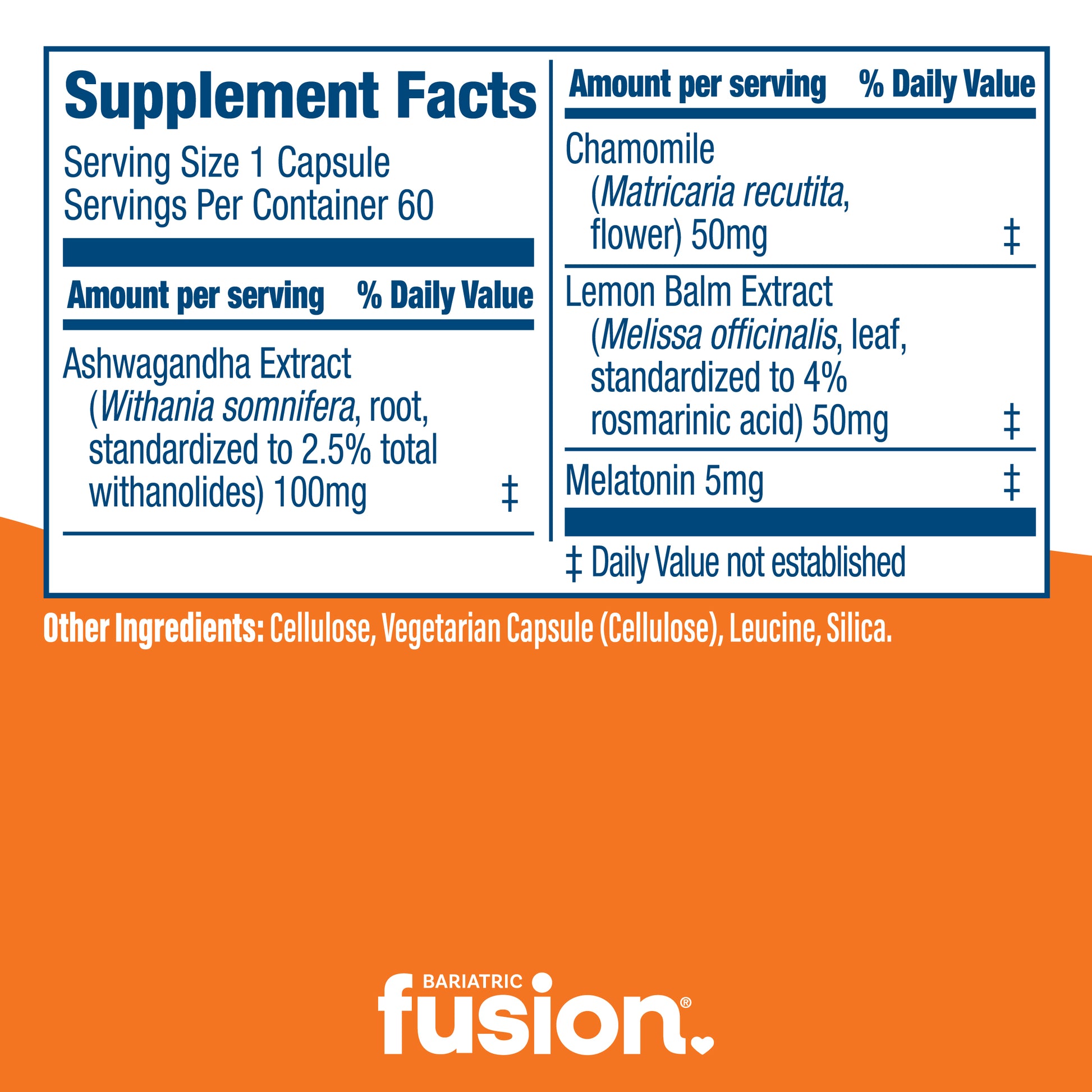 Bariatric Fusion Sleep Support supplement facts.