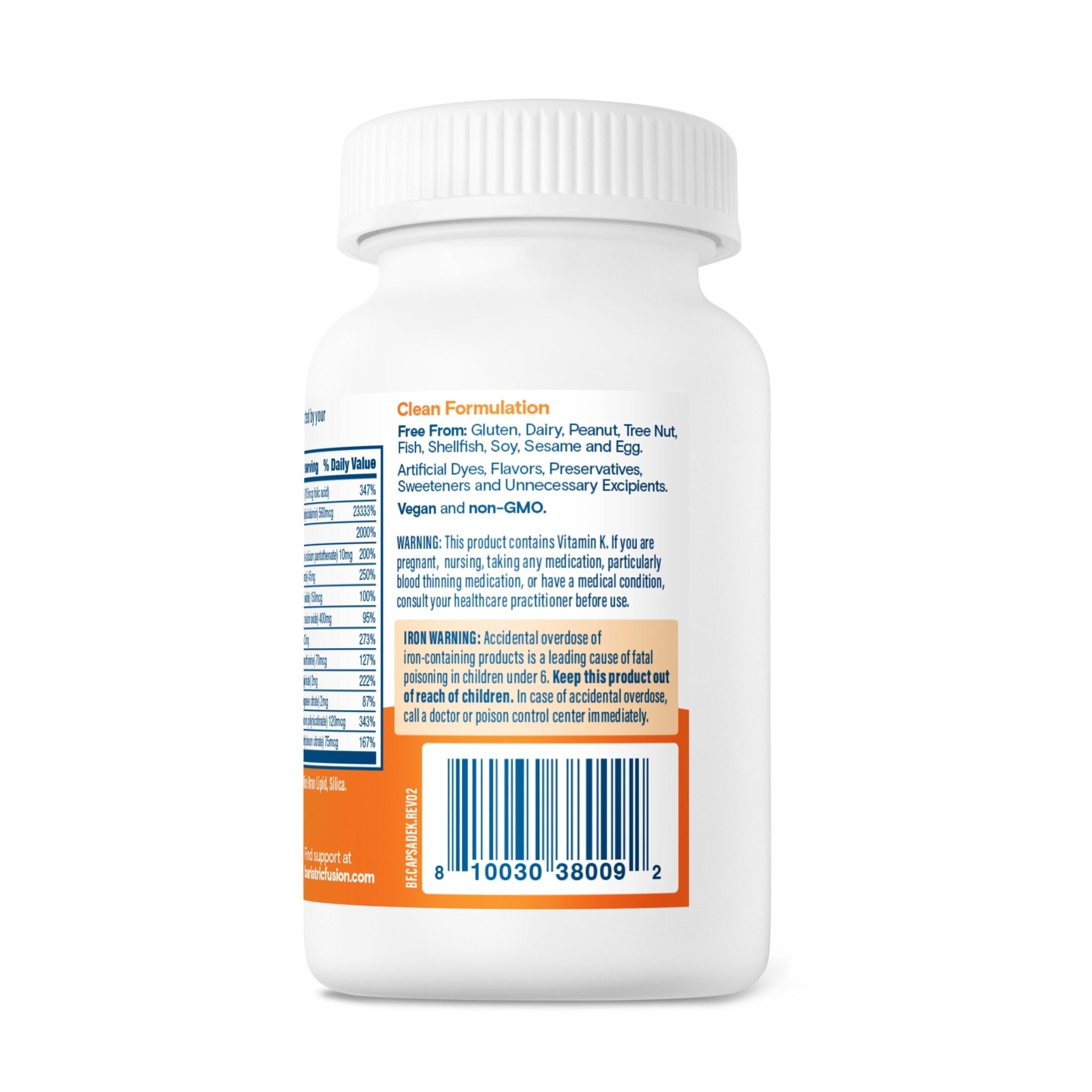 Bariatric High ADEK Vitamin Capsule with 45mg IRON 90 capsules UPC.