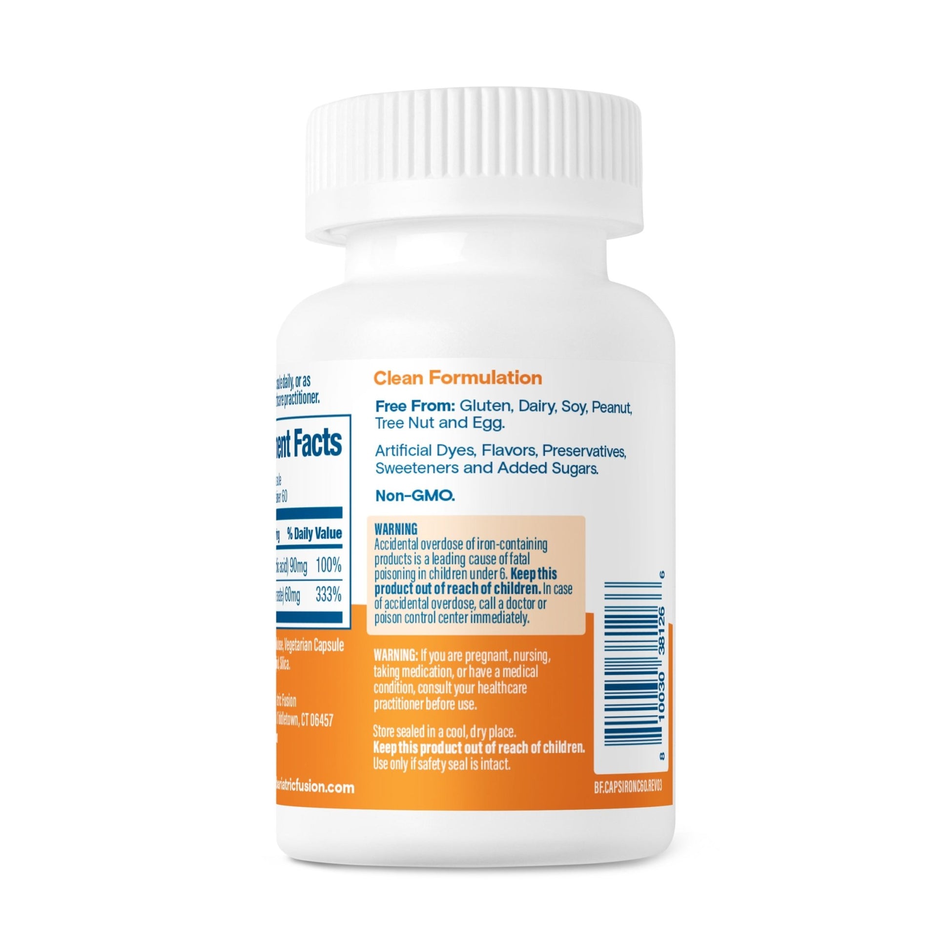 Bariatric Iron Capsule with Vitamin C 60mg Iron UPC.