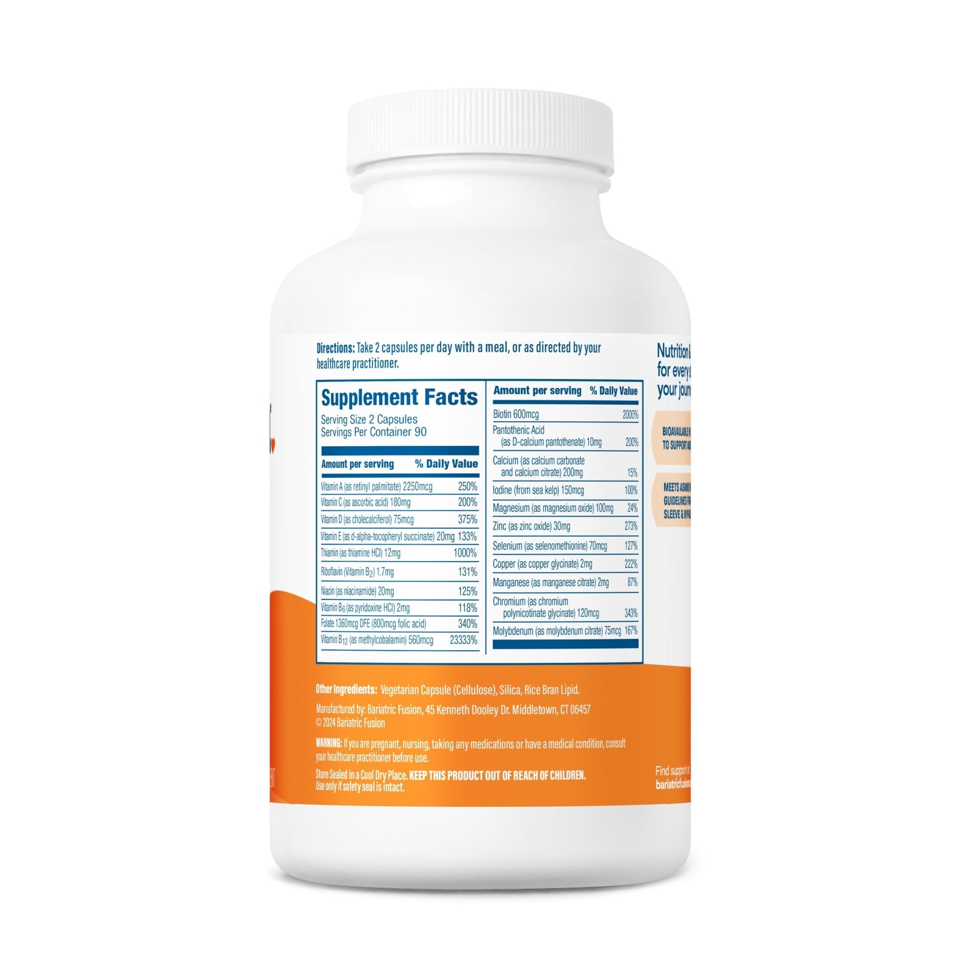 Bariatric Multivitamin Capsule without Iron 180 capsules directions, servings and ingredients.