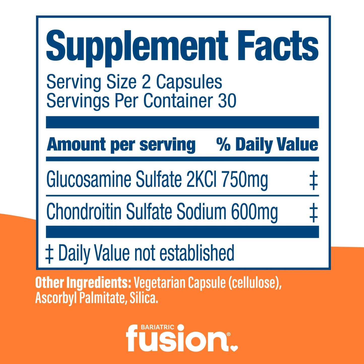 Bariatric Fusion Bone & Joint Support supplement facts.