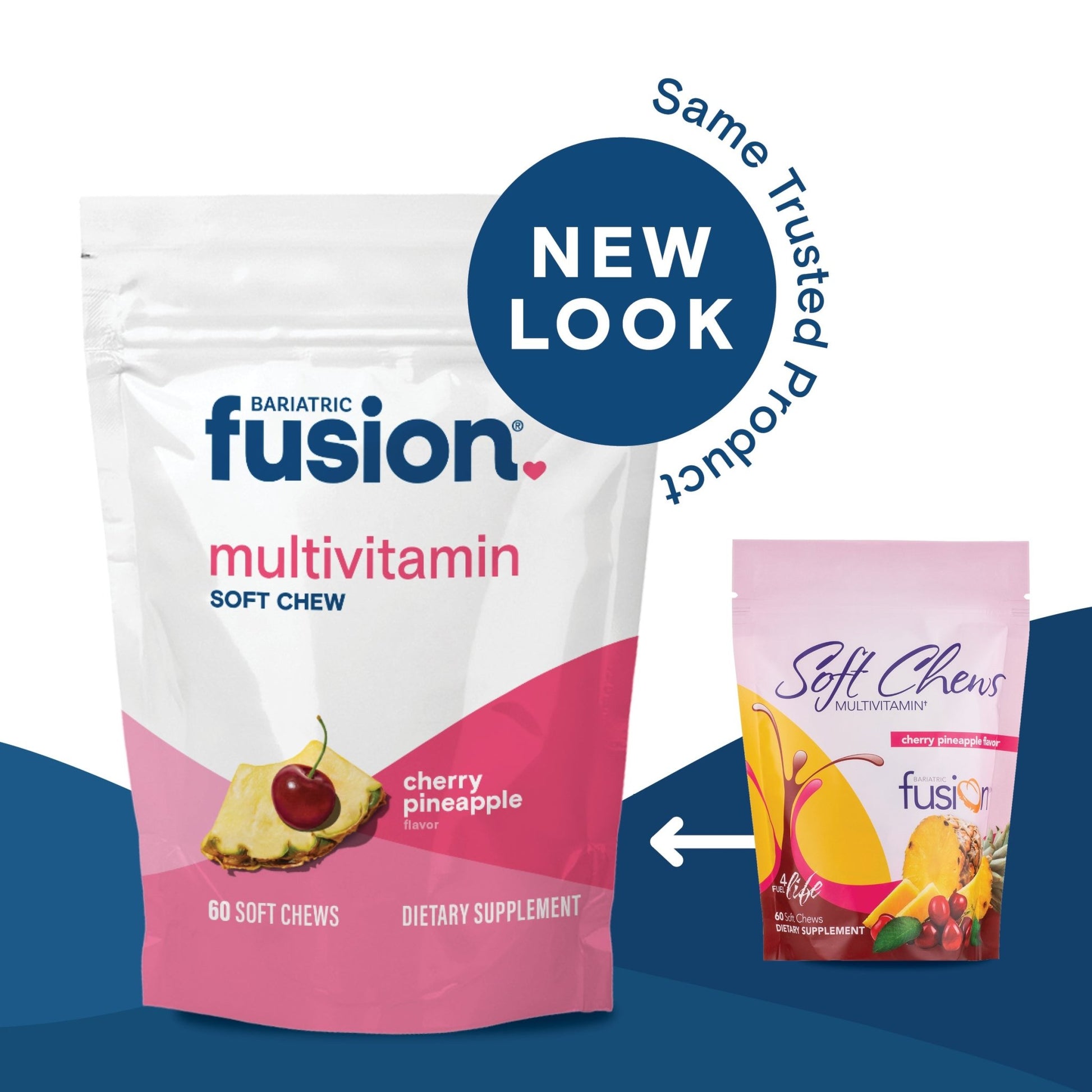 Bariatric Fusion Cherry Pineapple Bariatric Multivitamin Soft Chews bundle new look, same trusted product.