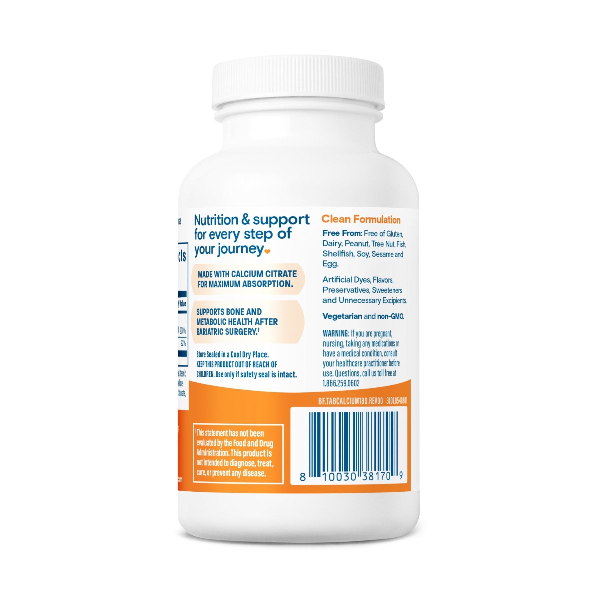 Bariatric Fusion Calcium Citrate with Vitamin D3 clean formulation.