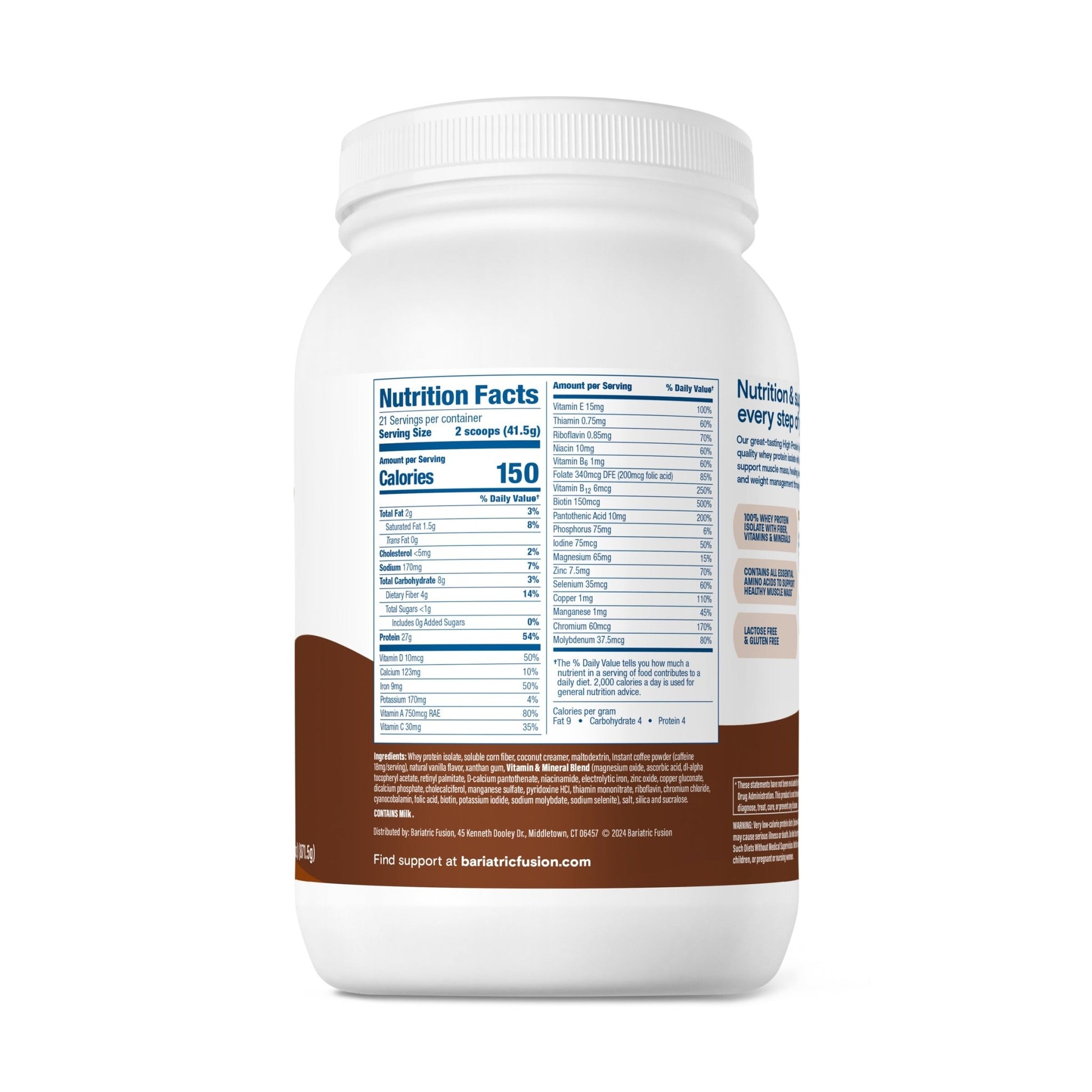 Bariatric Fusion Cappuccino High Protein Meal Replacement ingredients.