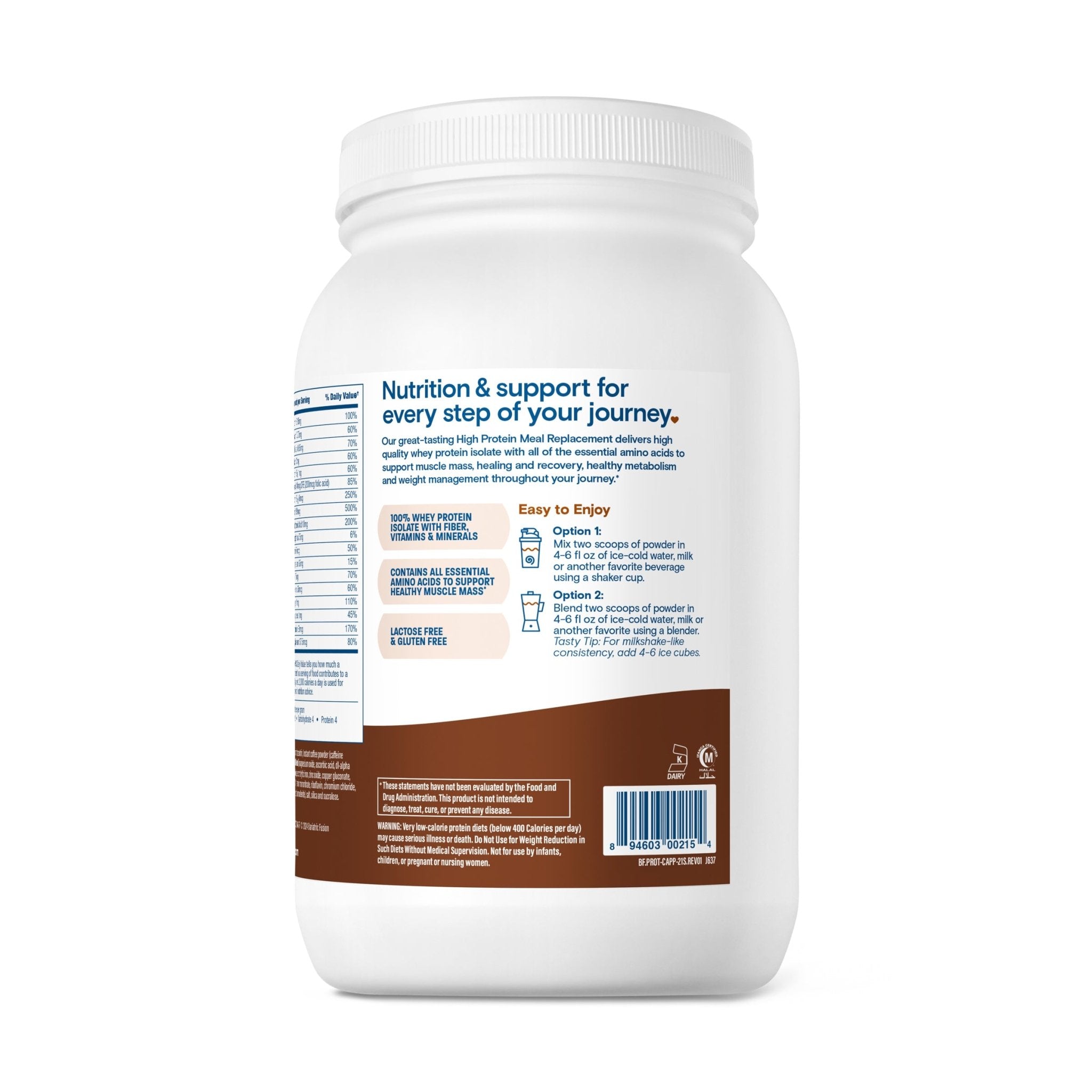 Bariatric Fusion Cappuccino High Protein Meal Replacement directions.