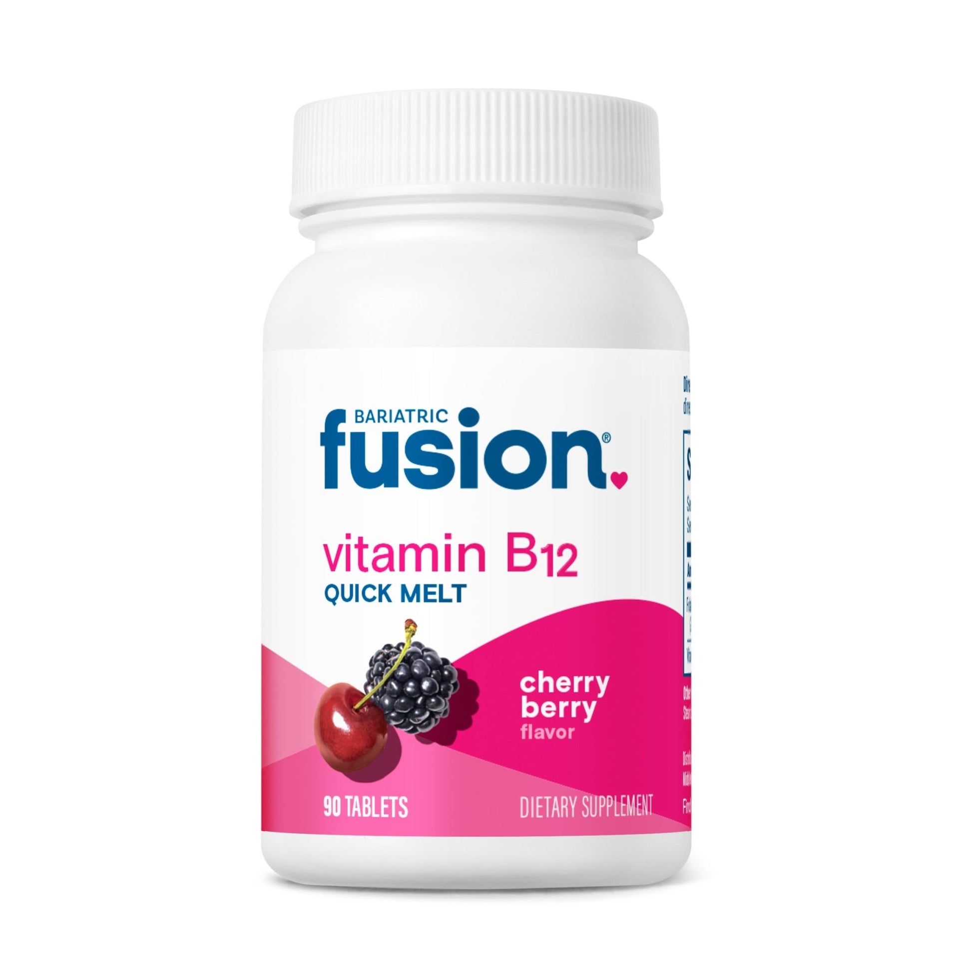 Bariatric Fusion Cherry-Berry Vitamin B12 Quick Melt 90 chewable tablets.