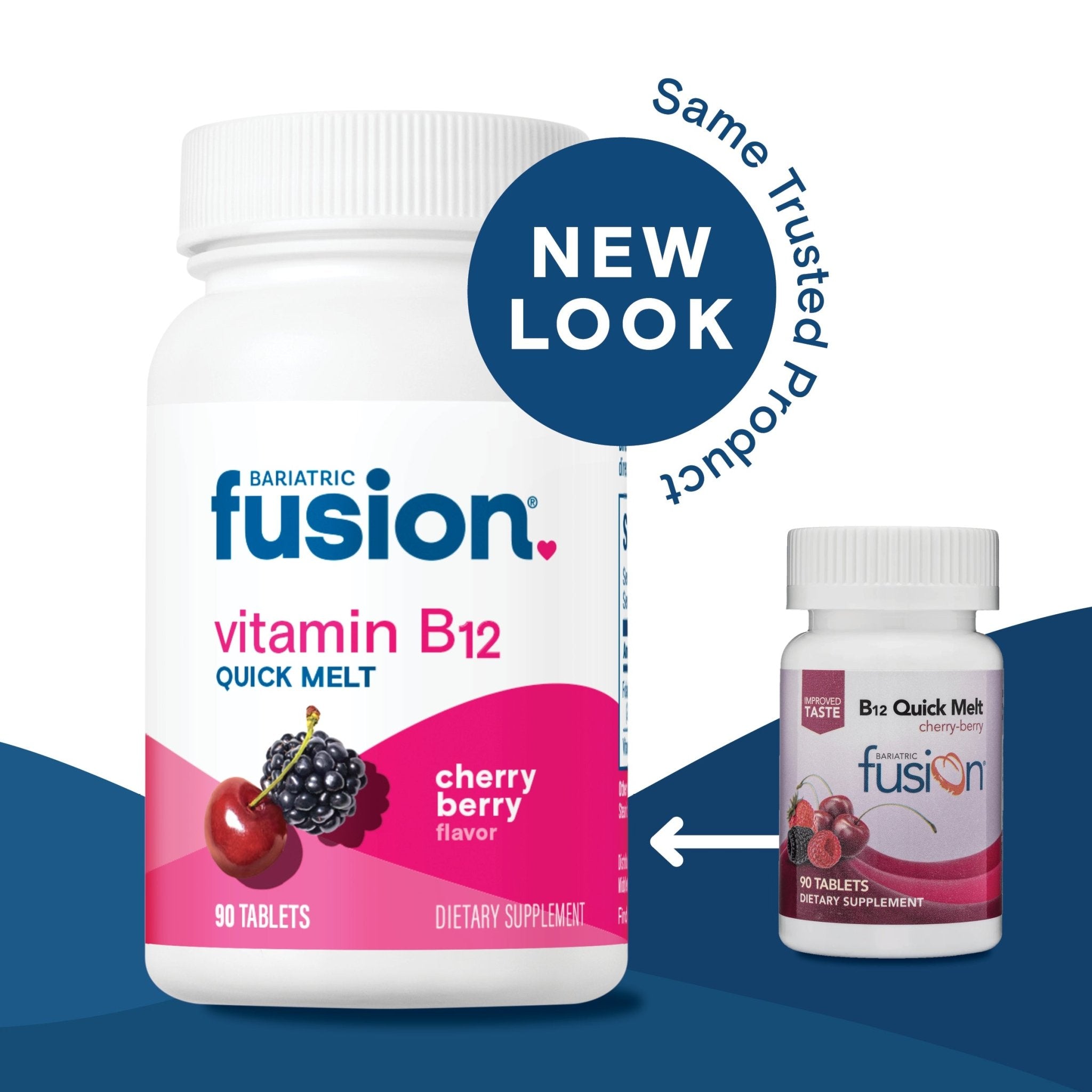 Bariatric Fusion Cherry-Berry Vitamin B12 Quick Melt new look, same trusted product.
