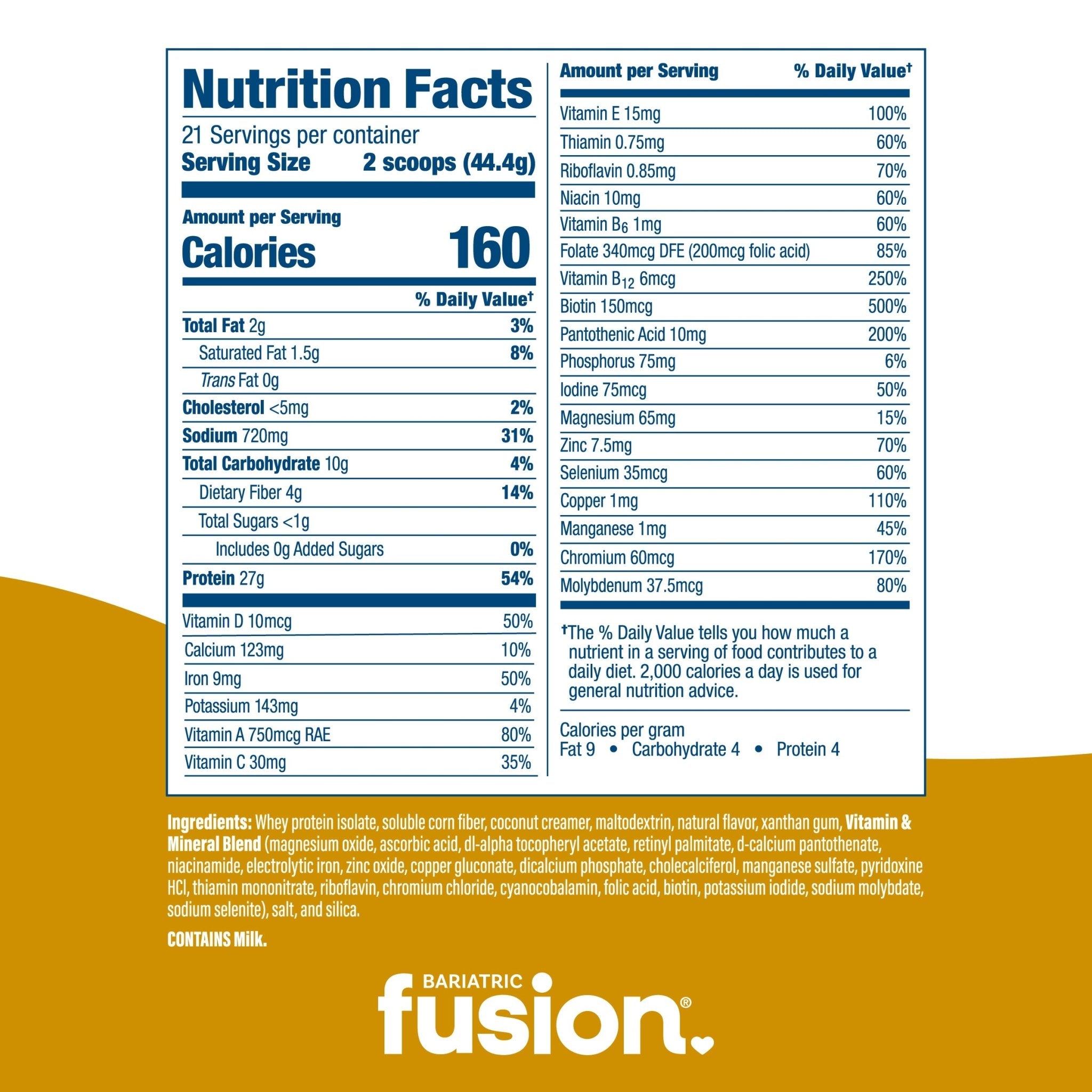 Bariatric Fusion Chicken Soup High Protein Meal Replacement nutrition facts.