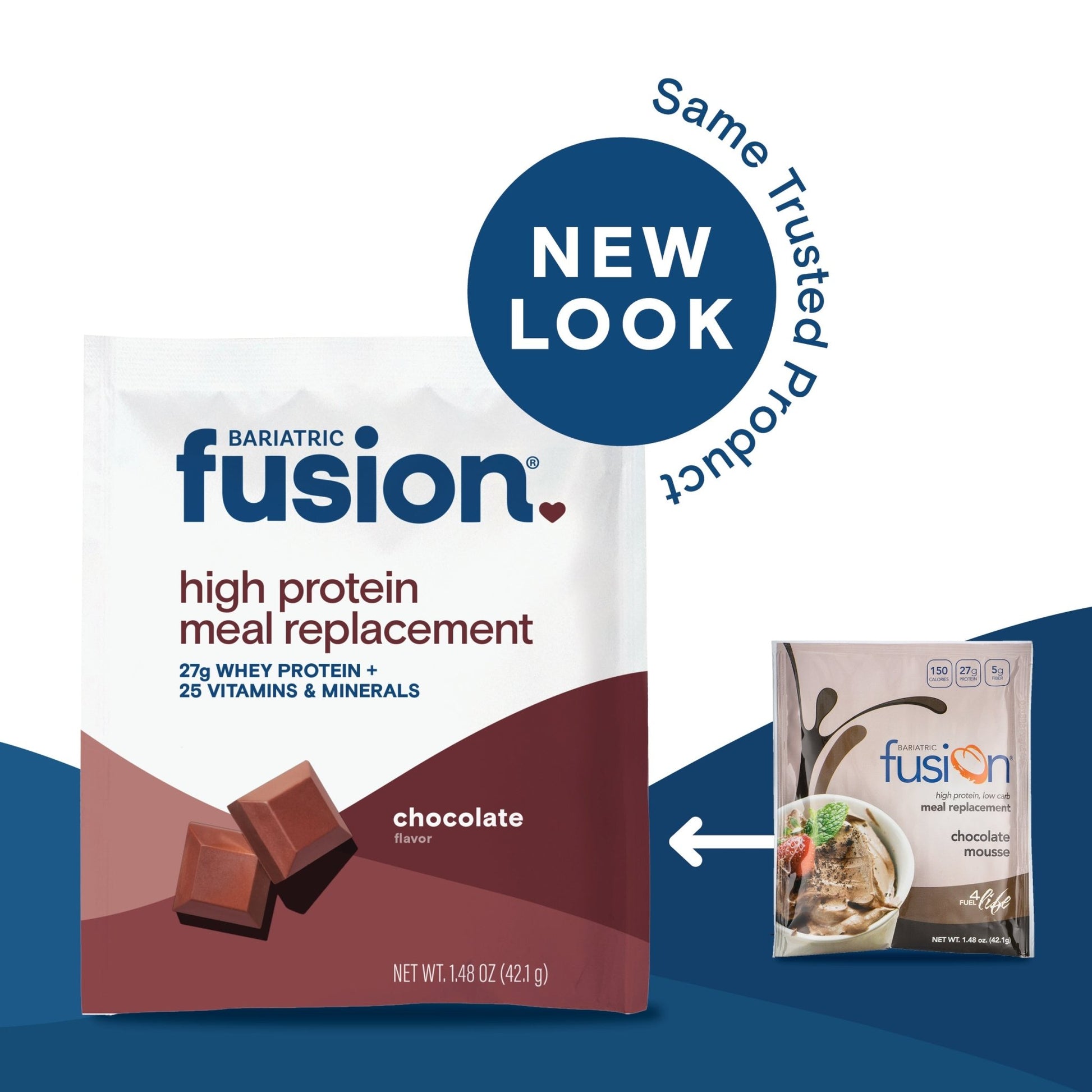 Bariatric Fusion Chocolate High Protein Meal Replacement single serving sample new look, same trusted product.