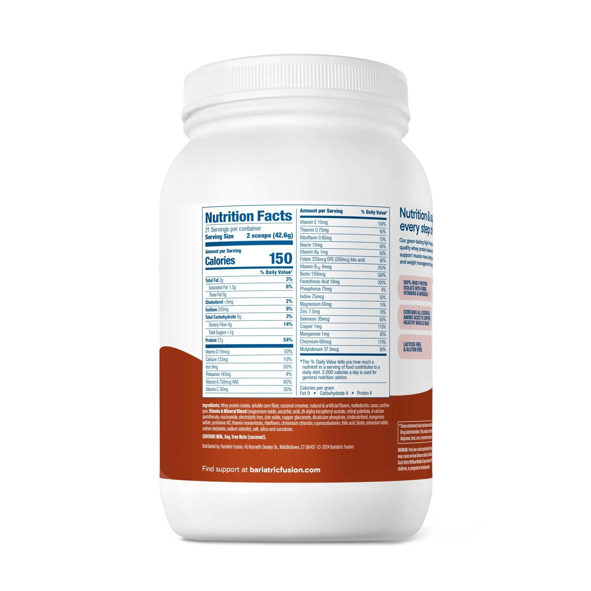 Bariatric Fusion Chocolate Peanut Butter High Protein Meal Replacement ingredients.