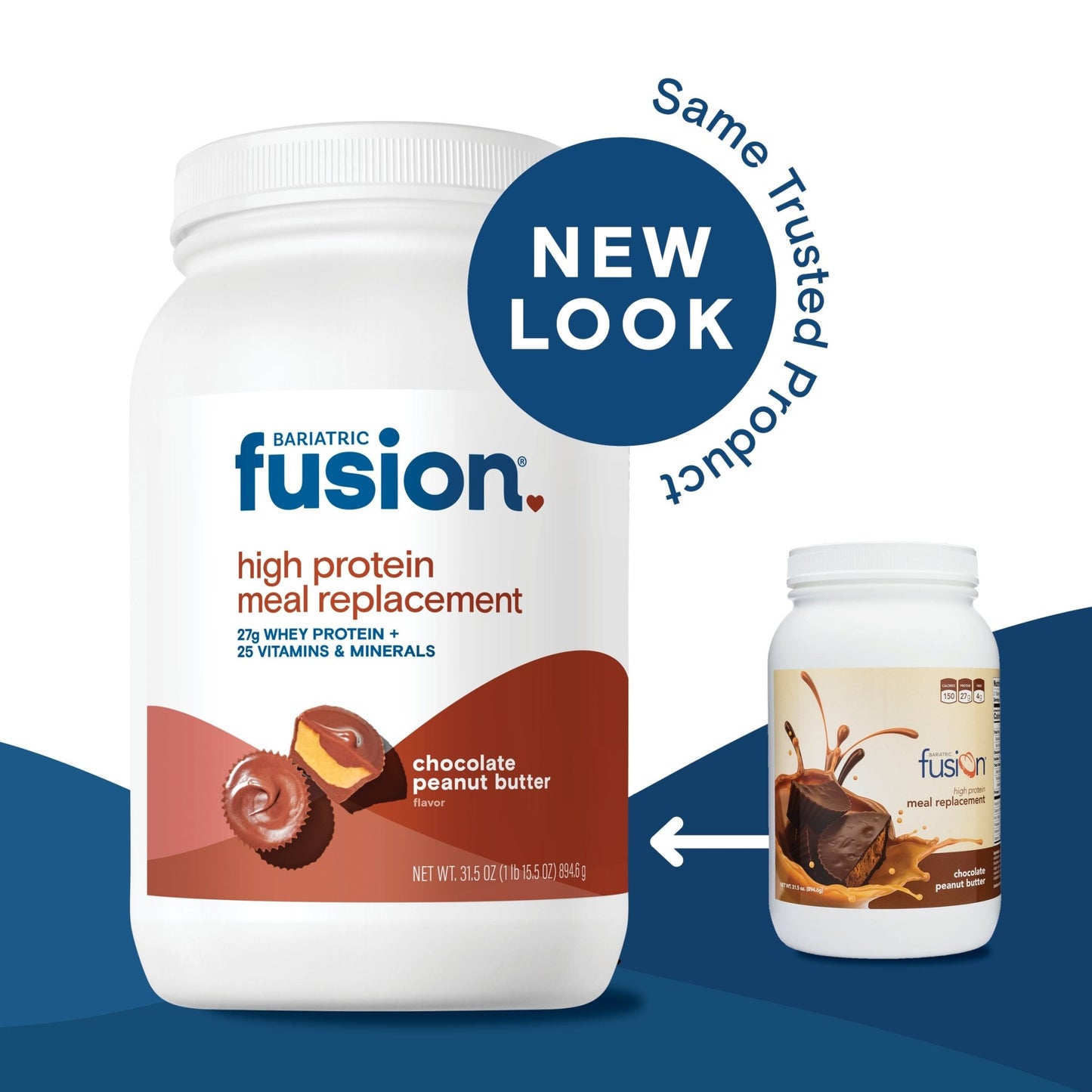 Bariatric Fusion Chocolate Peanut Butter High Protein Meal Replacement new look, same trusted product.