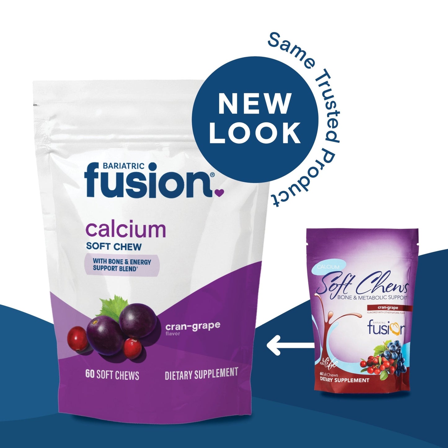 Cran-Grape Bariatric Calcium Citrate Soft Chews new look, same trusted product.