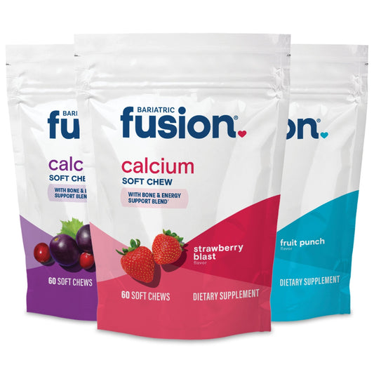 Fruit Variety Pack - Bariatric Fusion Calcium Citrate Soft Chews Strawberry Blast, Fruit Punch and Cran-Grape.