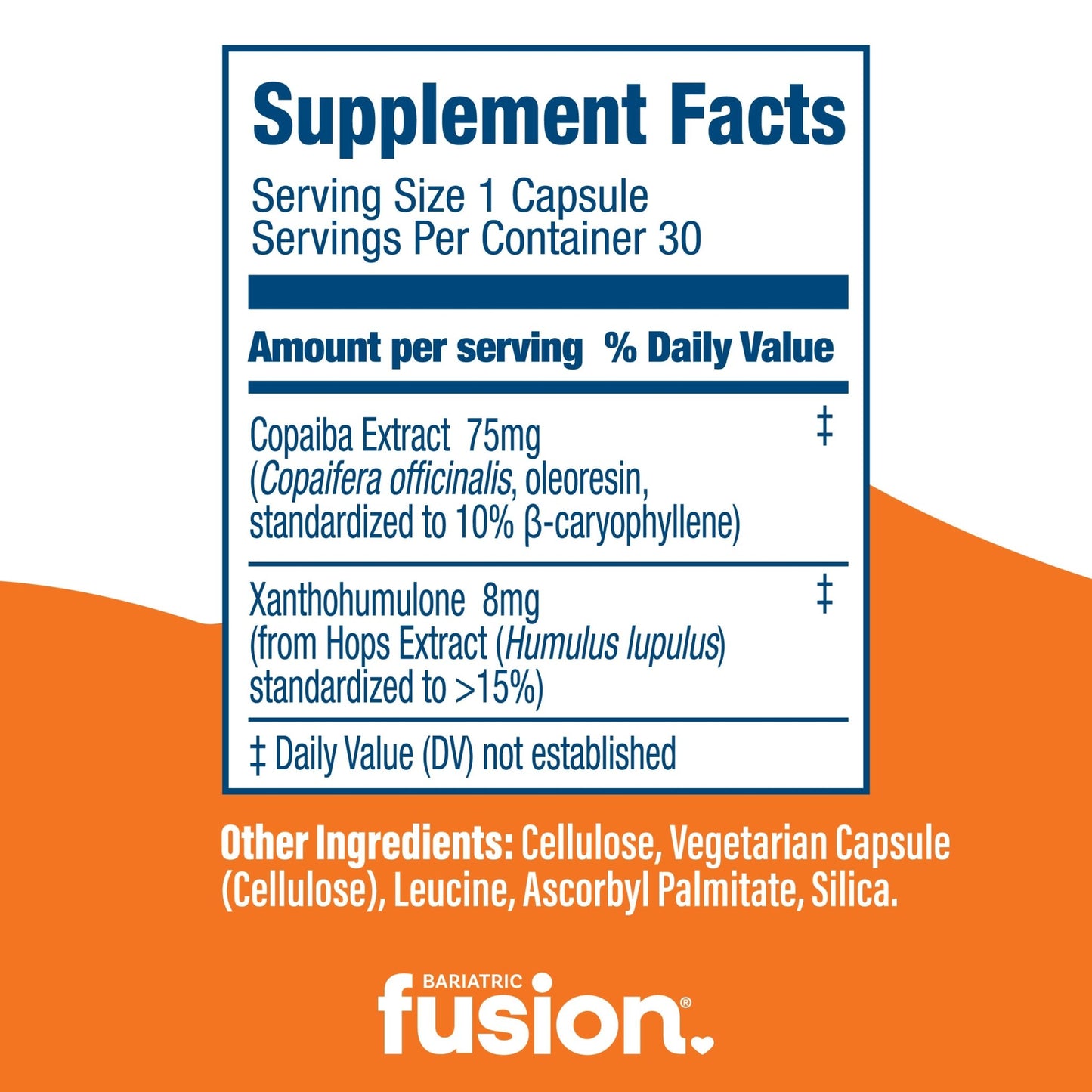 Bariatric Fusion GLP-ONE + supplement facts.