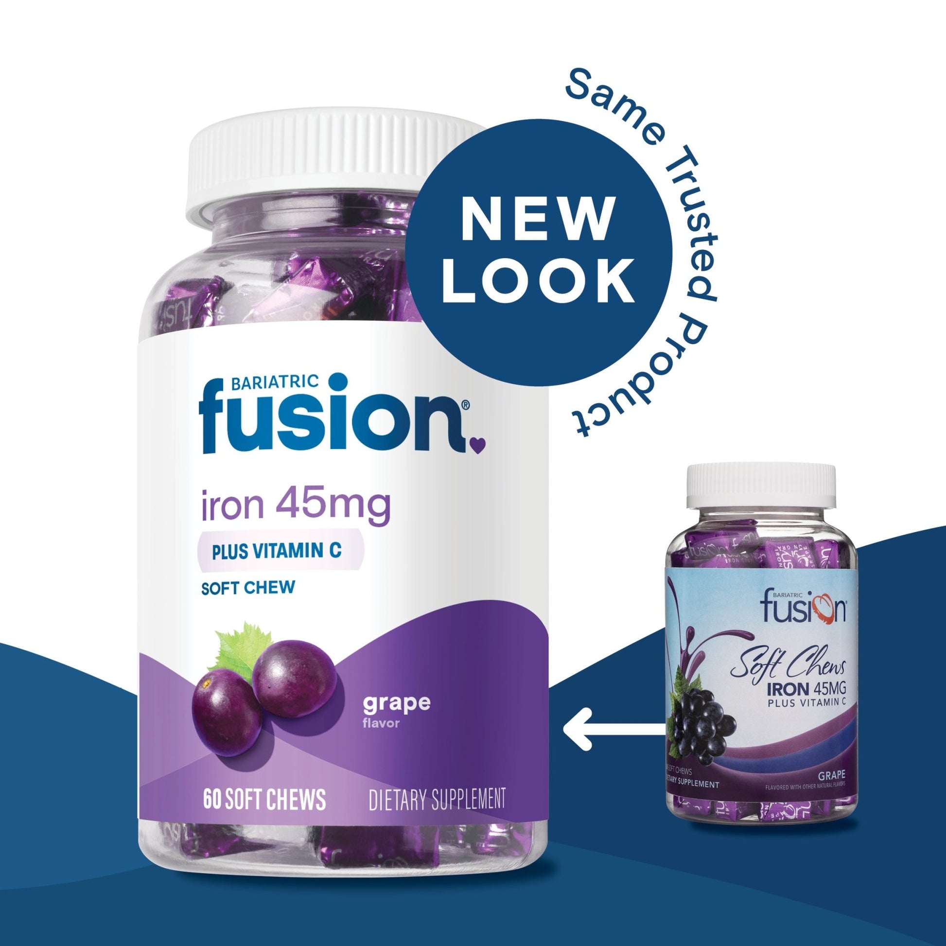 Grape Bariatric Iron Soft Chew with Vitamin C new look, same trusted product.