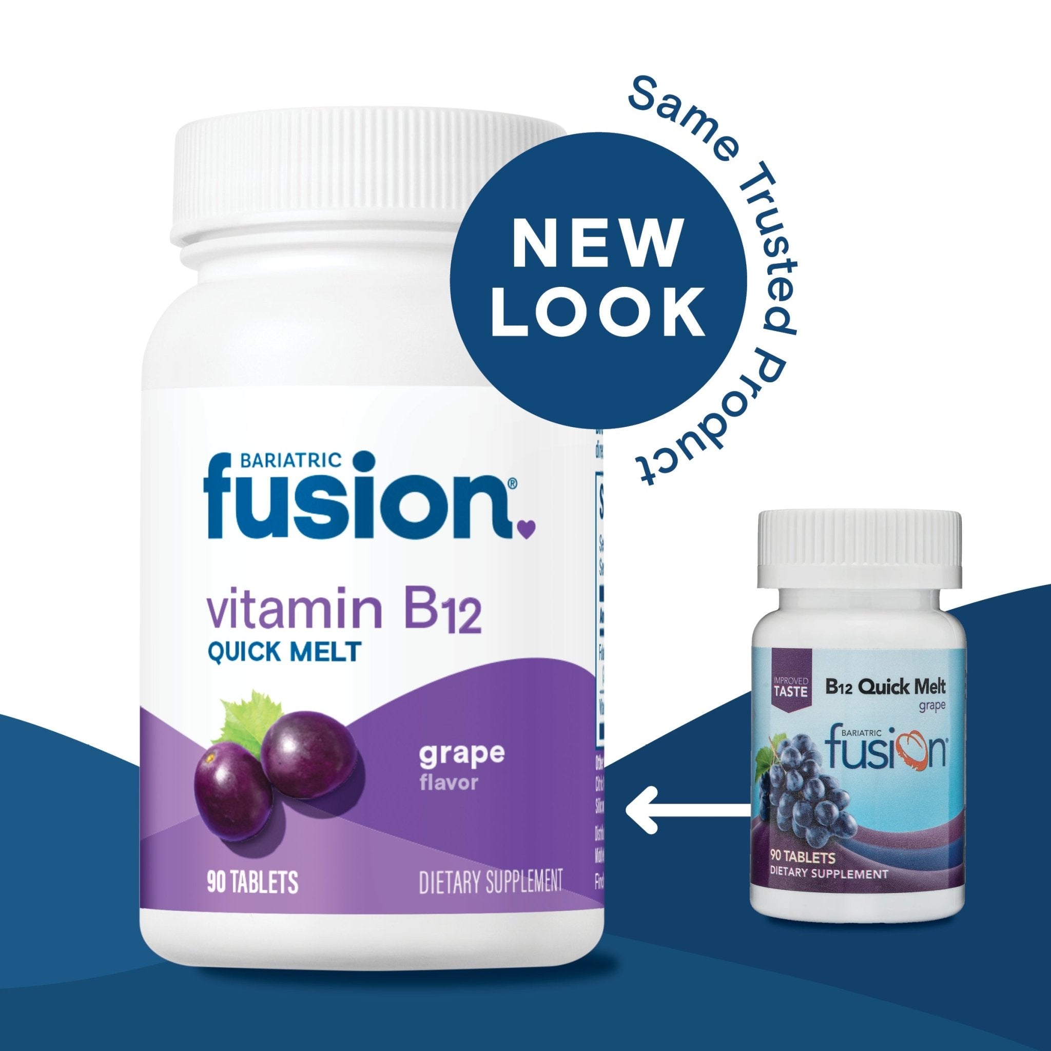 Bariatric Fusion Grape Vitamin B12 Quick Melt new look, same trusted product.