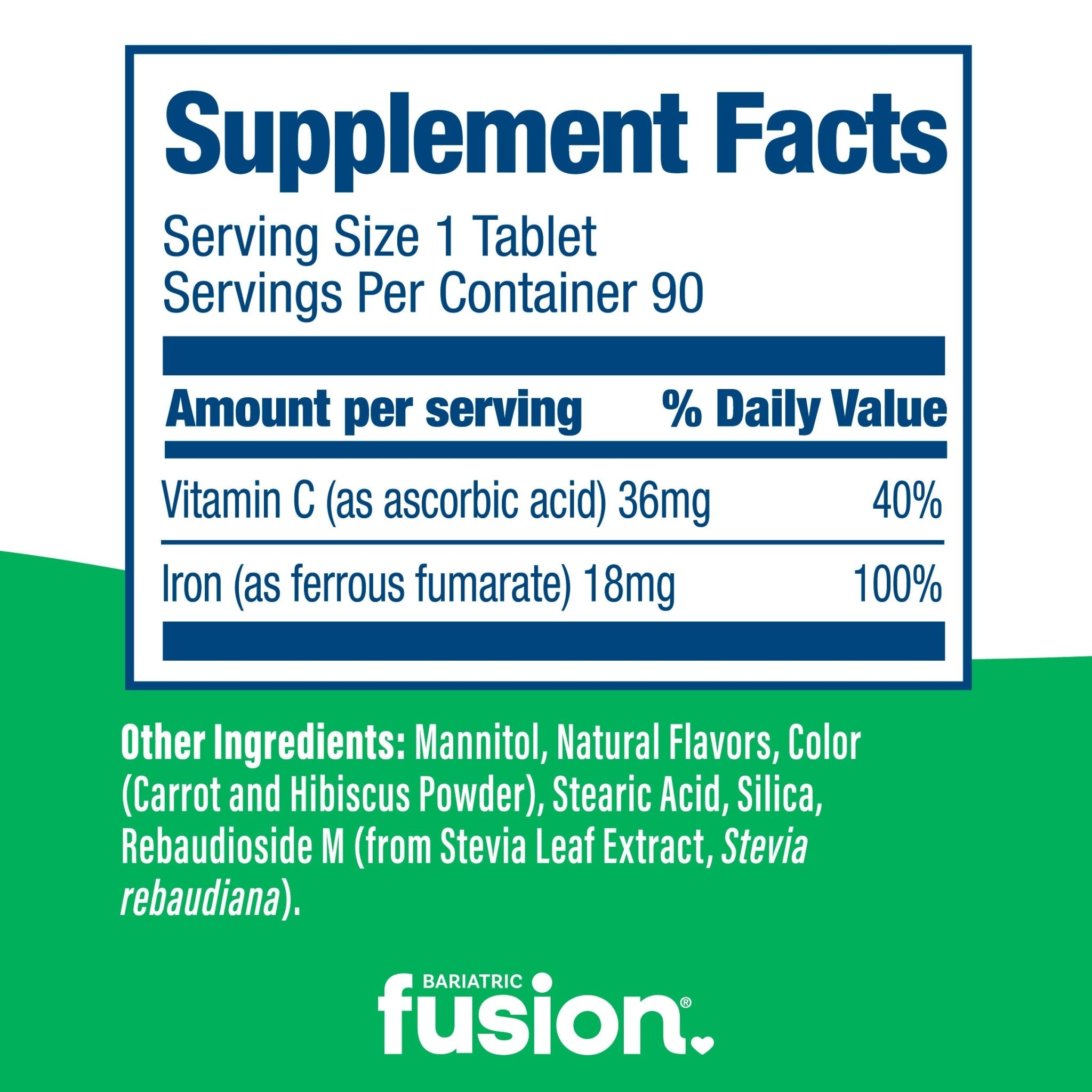 Melon Berry Iron Quick Melt Supplement Facts