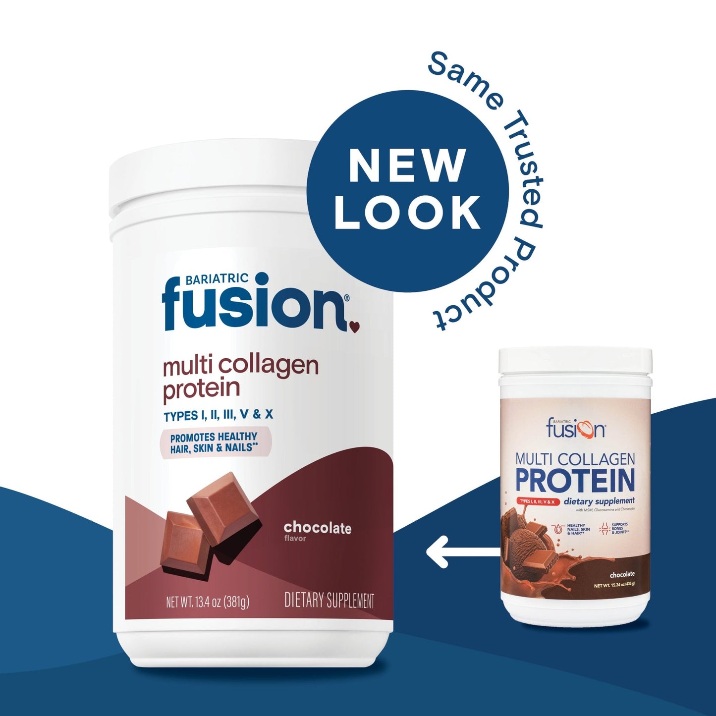 Chocolate Multi Collagen Protein Powder new look, same trusted product.