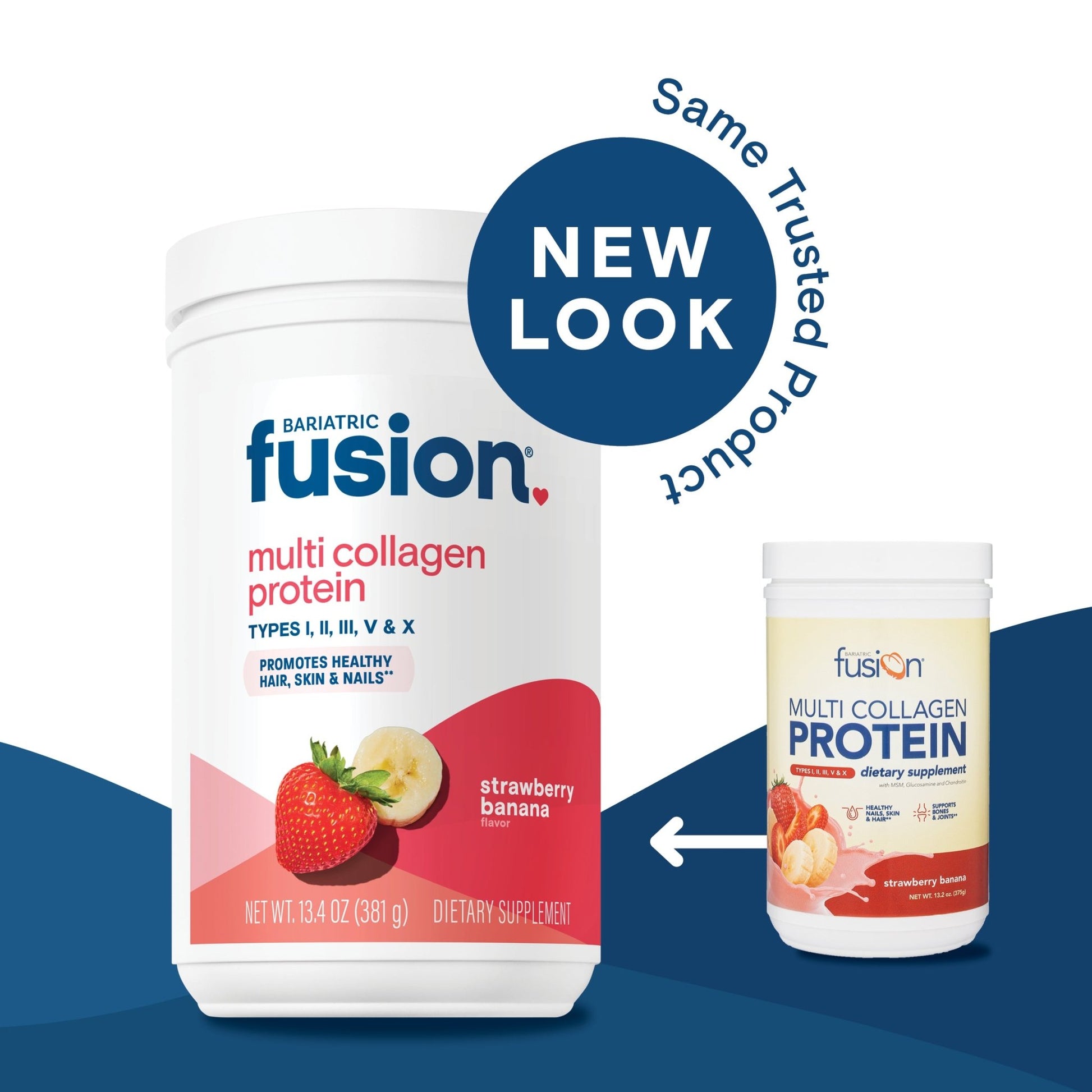 Strawberry Banana Multi Collagen Protein Powder new look, same trusted product.