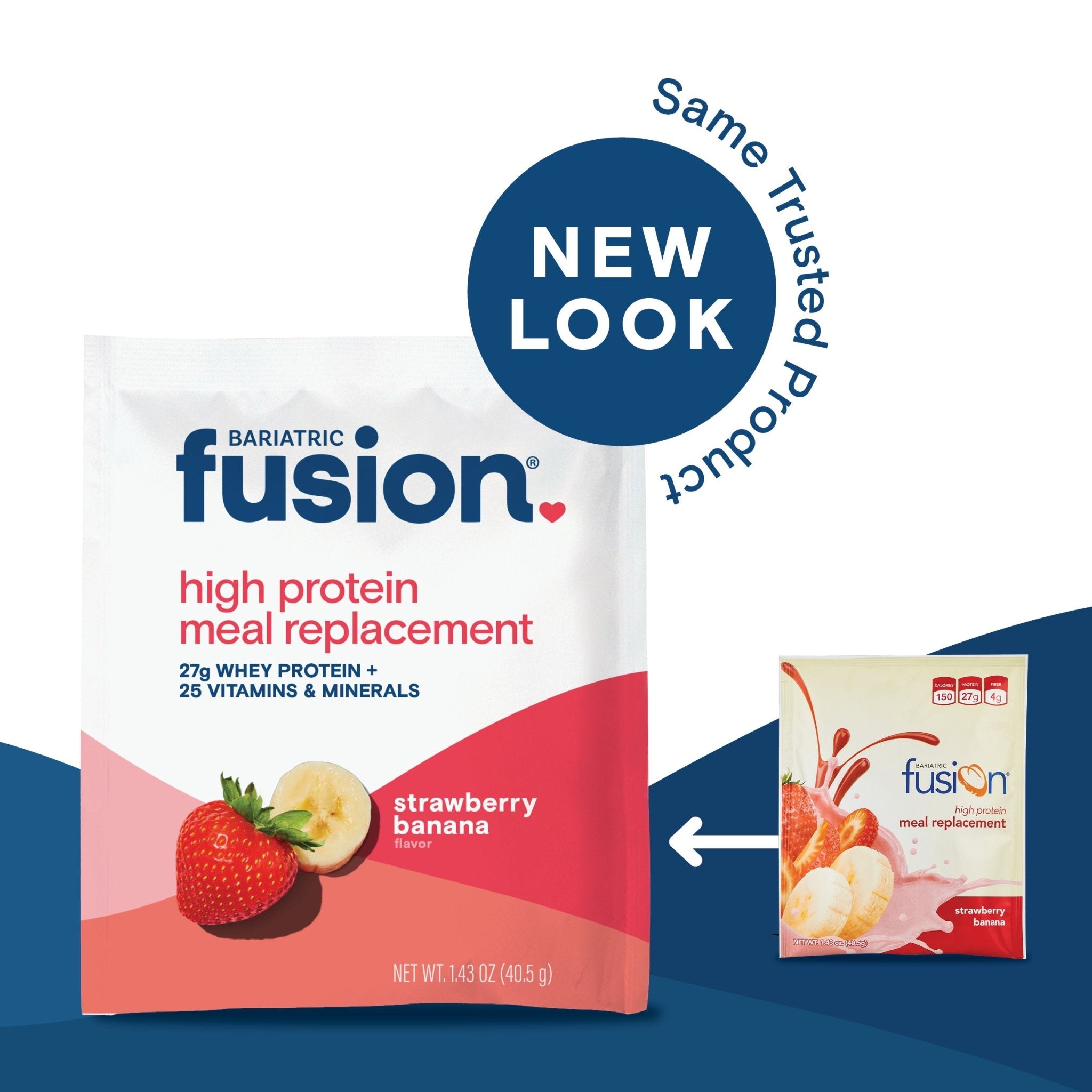 Bariatric Fusion Strawberry Banana High Protein Meal Replacement single serving new look, same trusted product.