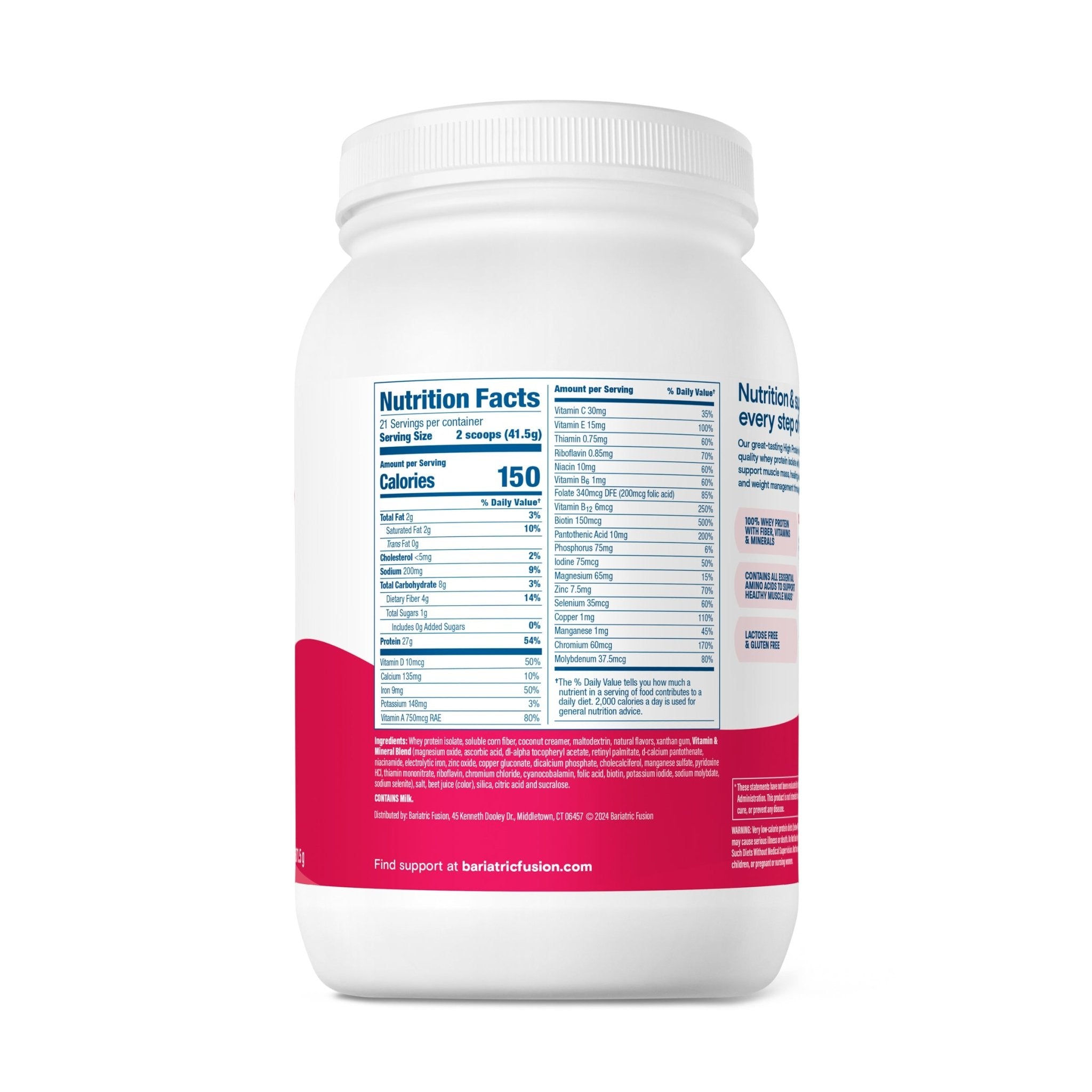 Bariatric Fusion Strawberry High Protein Meal Replacement ingredients.