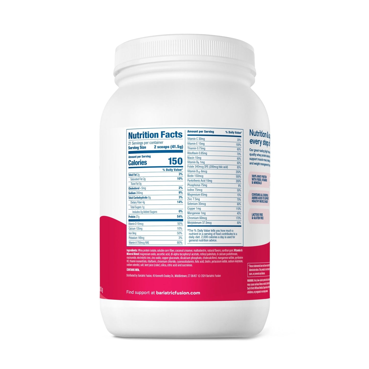 Bariatric Fusion Strawberry High Protein Meal Replacement ingredients.