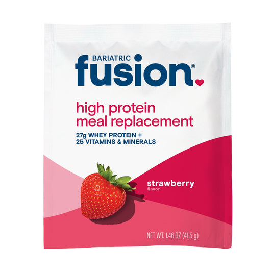 Bariatric Fusion Strawberry High Protein Meal Replacement single serving.
