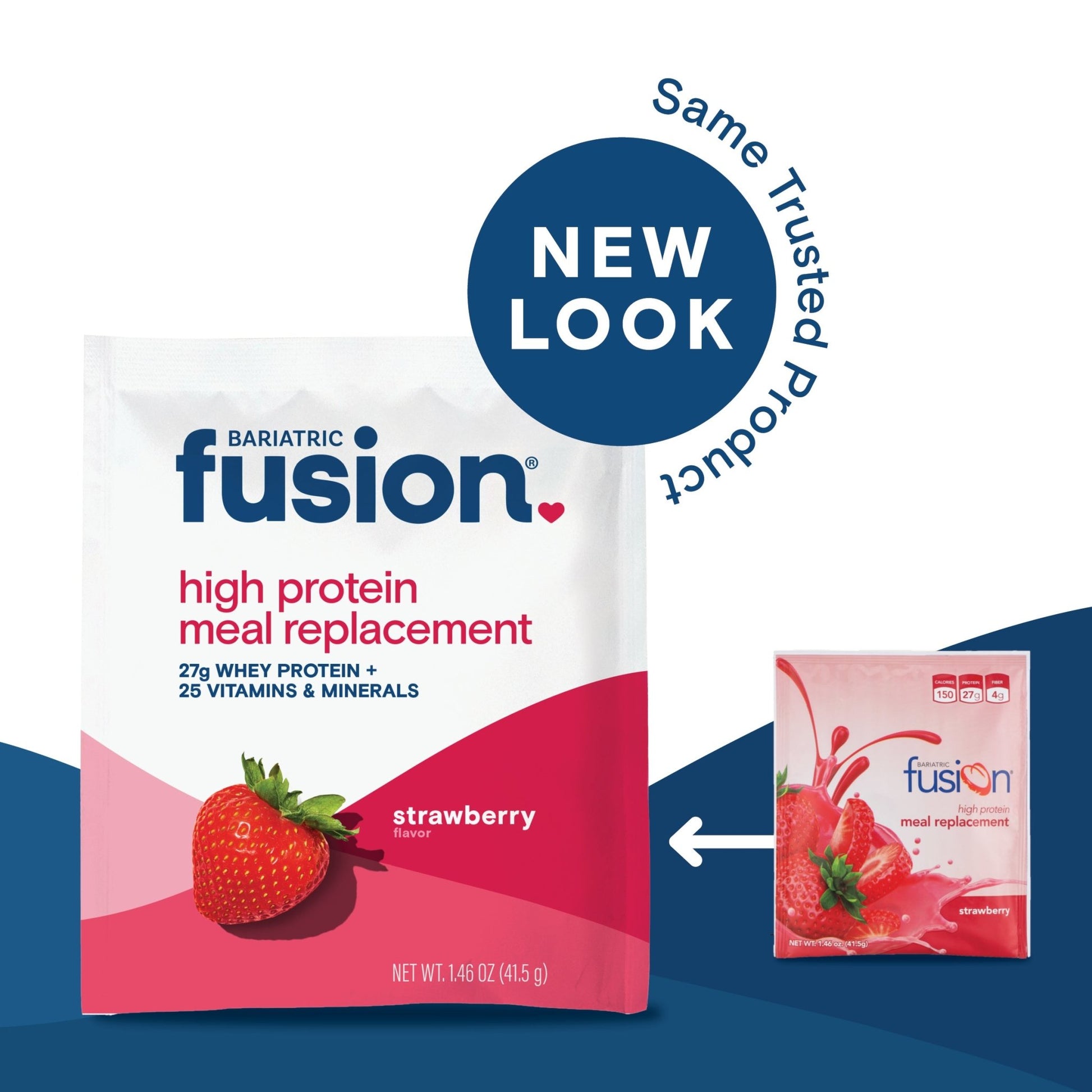 Bariatric Fusion Strawberry High Protein Meal Replacement single serving new look, same trusted product.