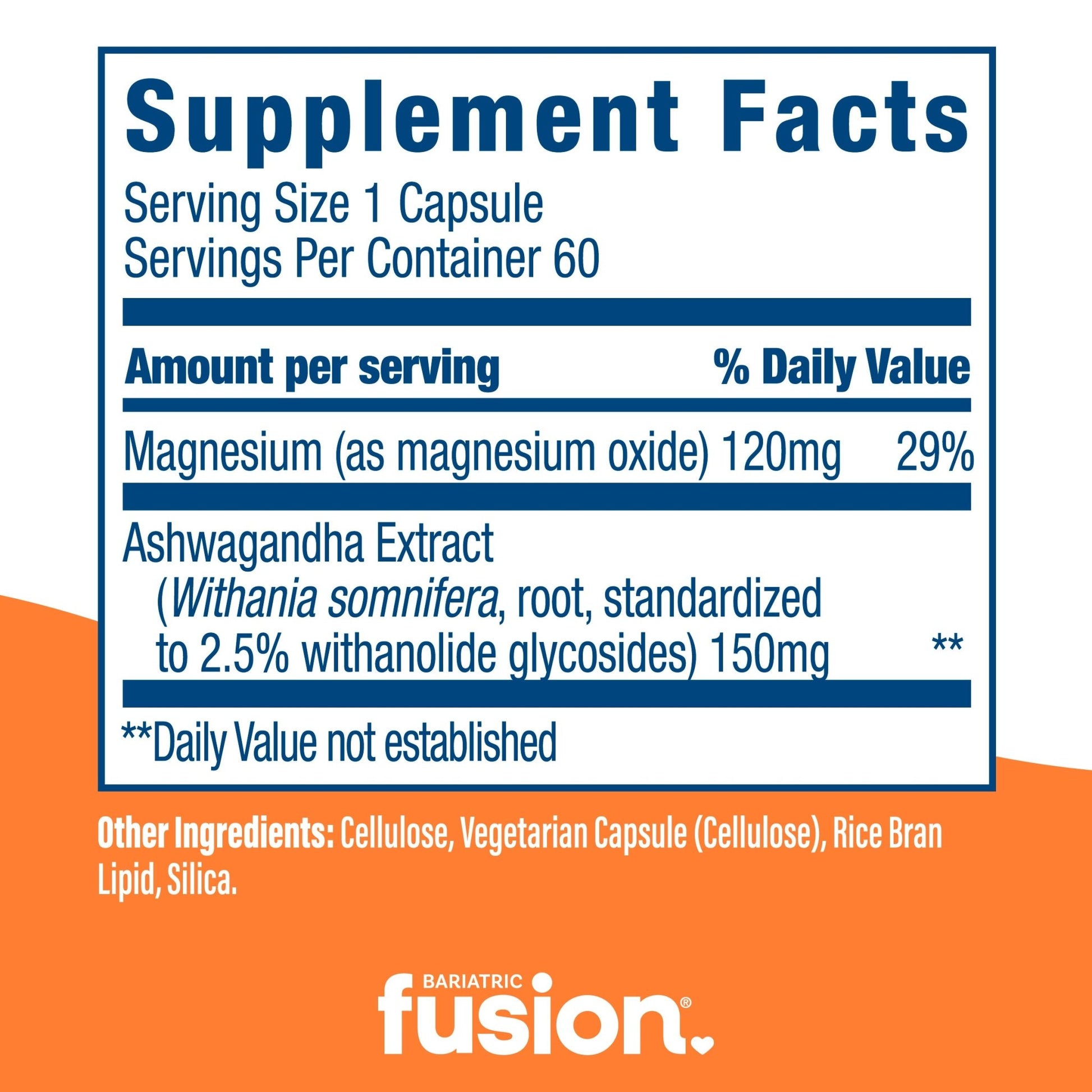 Bariatric Fusion Stress Support supplement facts.