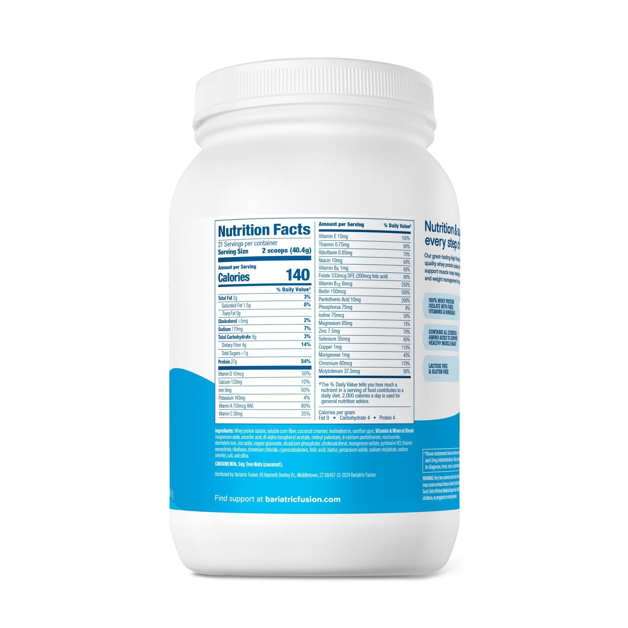 Bariatric Fusion Unflavored High Protein Meal Replacement ingredients.