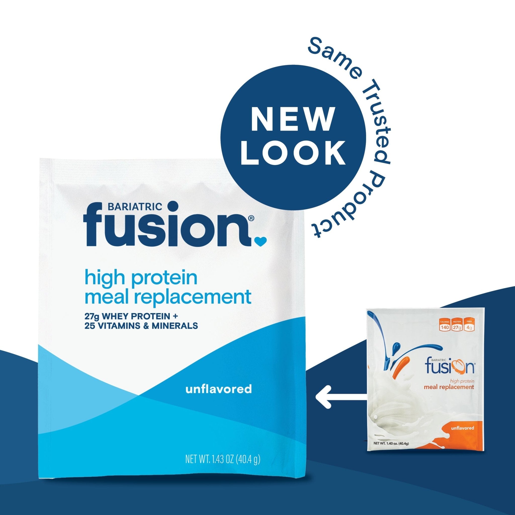 Bariatric Fusion Unflavored High Protein Meal Replacement single serving single serving new look, same trusted product.