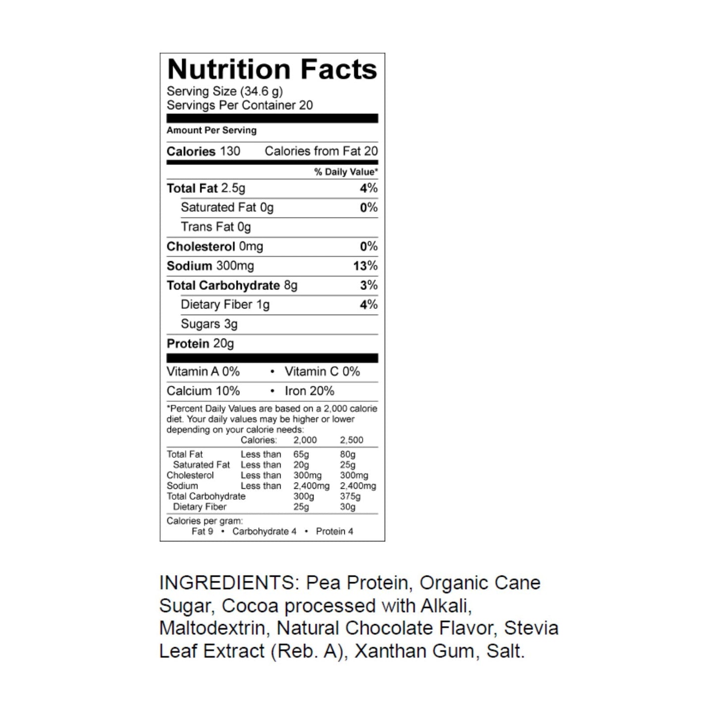 Unjury Vegan Chocolate High Protein Powder Nutrition Facts