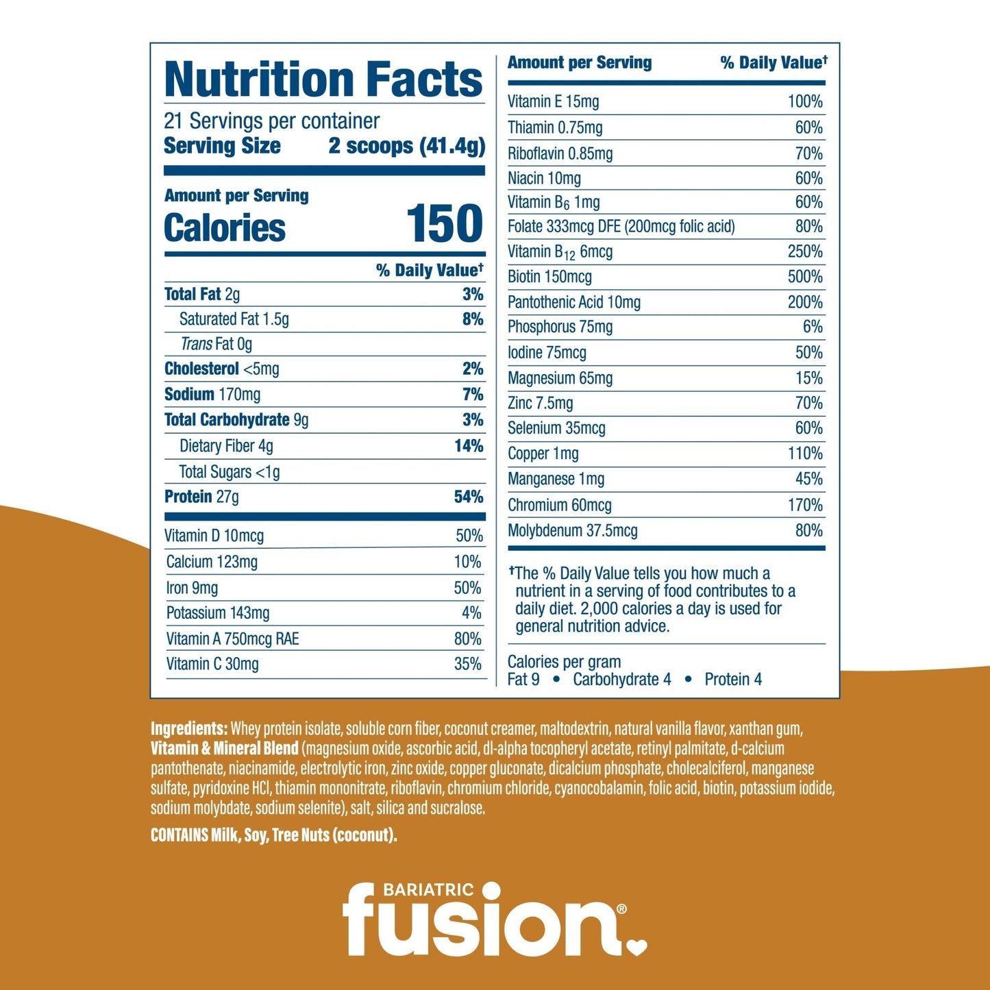 Vanilla High Protein Meal Replacement nutrition facts.
