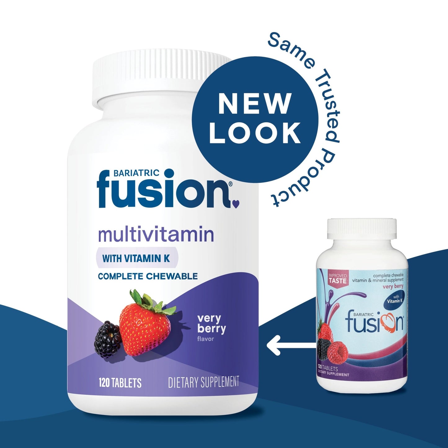 Bariatric Fusion Very Berry Complete Chewable Multivitamin with Vitamin K new look, same trusted product.